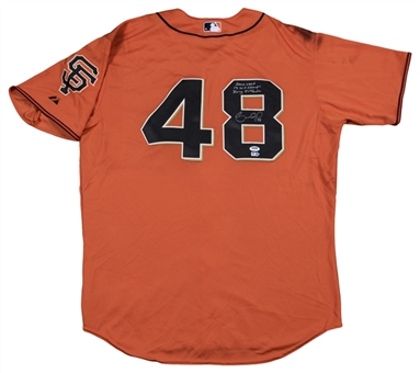 2014 Pablo Sandoval Game Used, Signed & Inscribed San Francisco Giants Orange Alternate Jersey Used on 9/12/14 (MLB Authenticated & PSA/DNA)